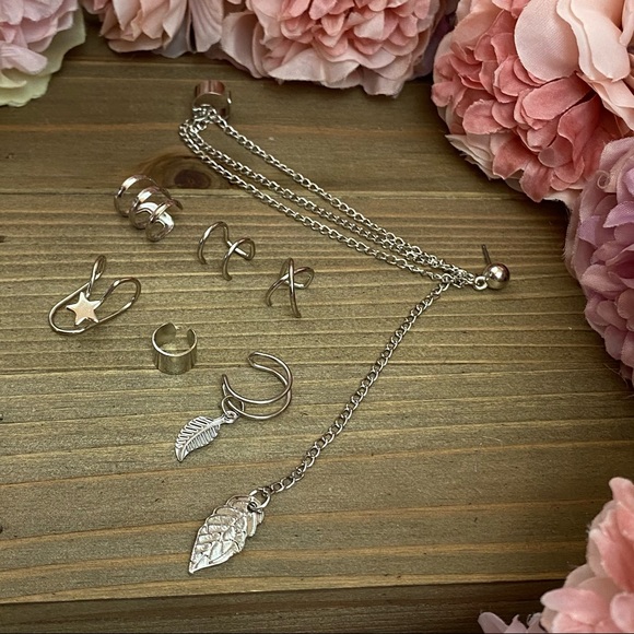 7 Pcs Ear Cuff Set Dangle Feather Star Earring - Picture 15 of 16